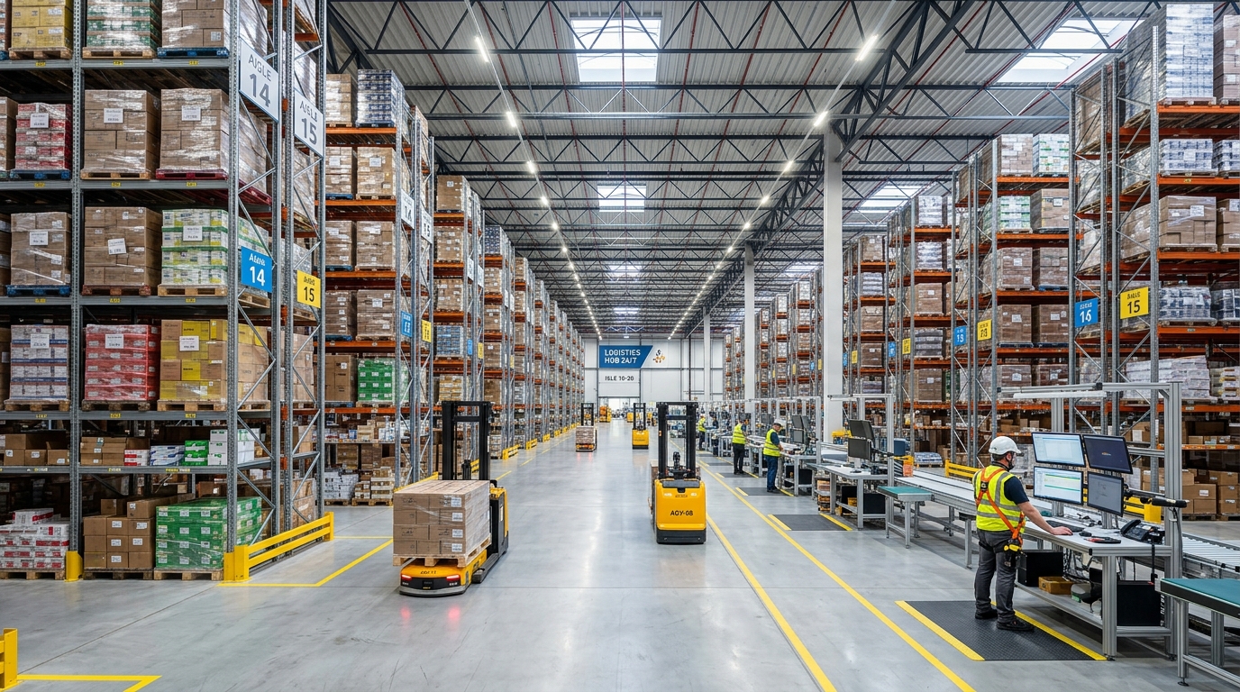 Modern warehouse with organized inventory